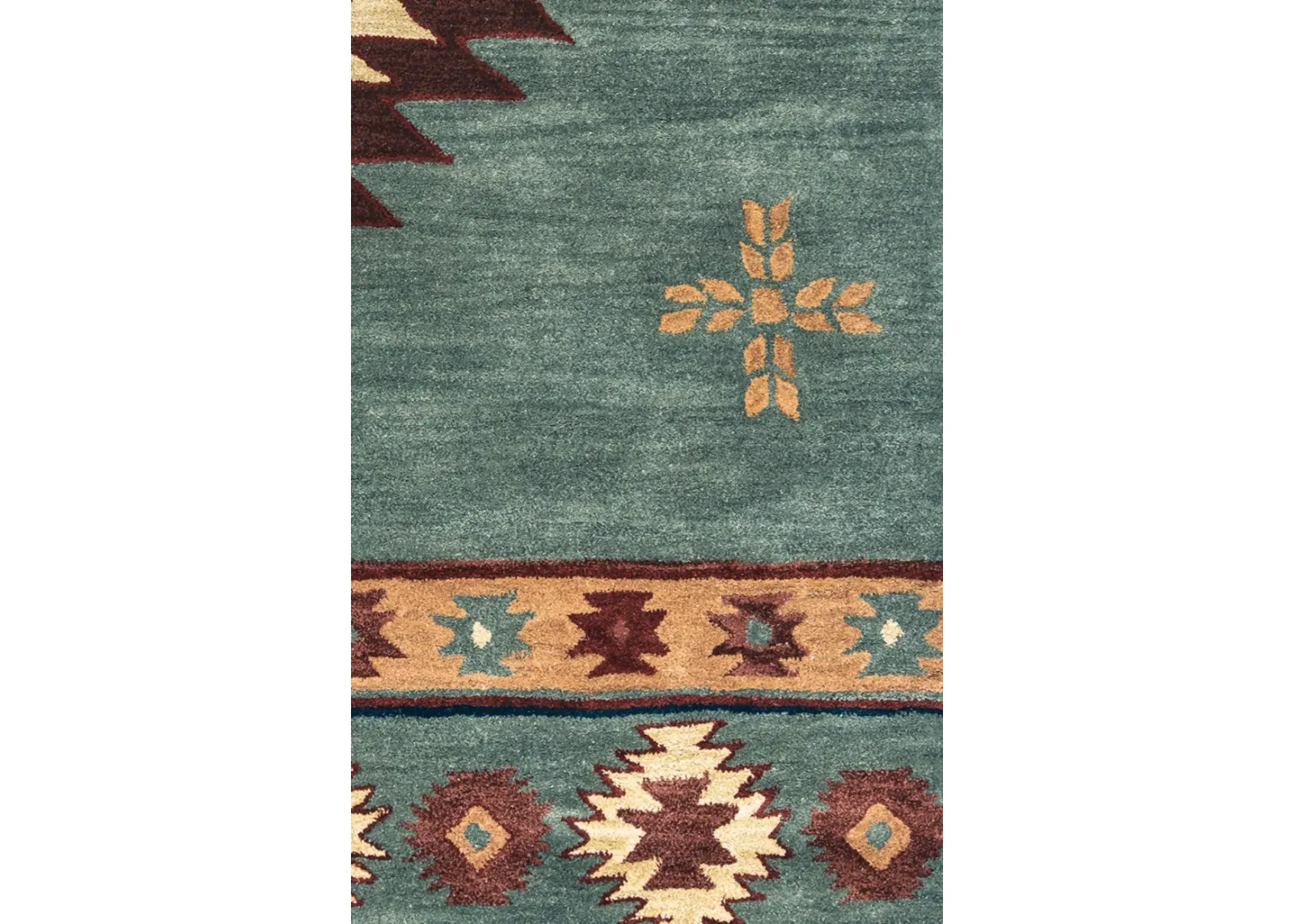 Southwest Green Southwest/Tribal Wool 6'6" x 9'6" Rectangle Rug