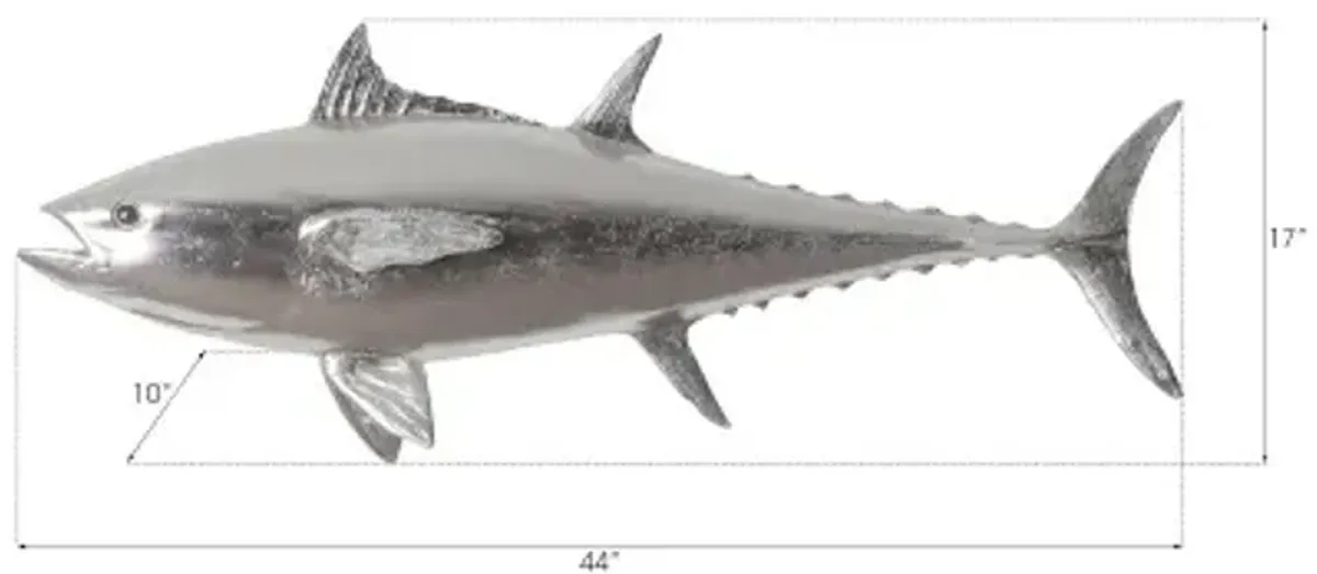 bluefin tuna fish wall sculpture, resin, silver leaf