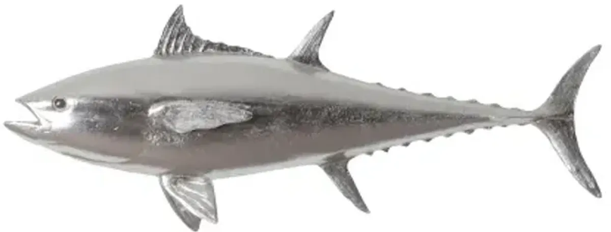 bluefin tuna fish wall sculpture, resin, silver leaf