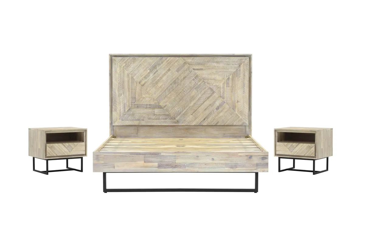 Peridot 3 Piece King Bedroom Set in Natural Acacia Wood