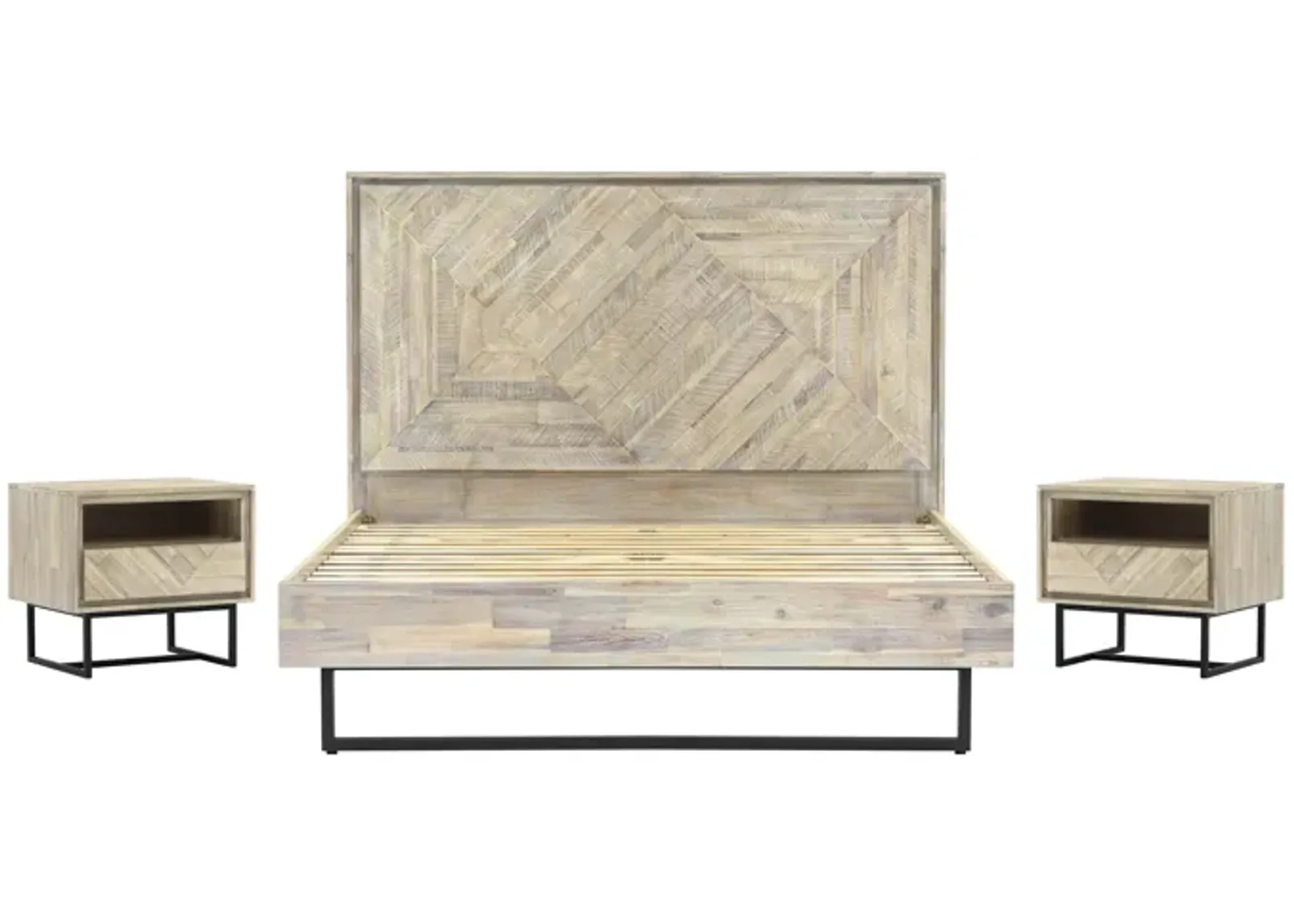 Peridot 3 Piece King Bedroom Set in Natural Acacia Wood