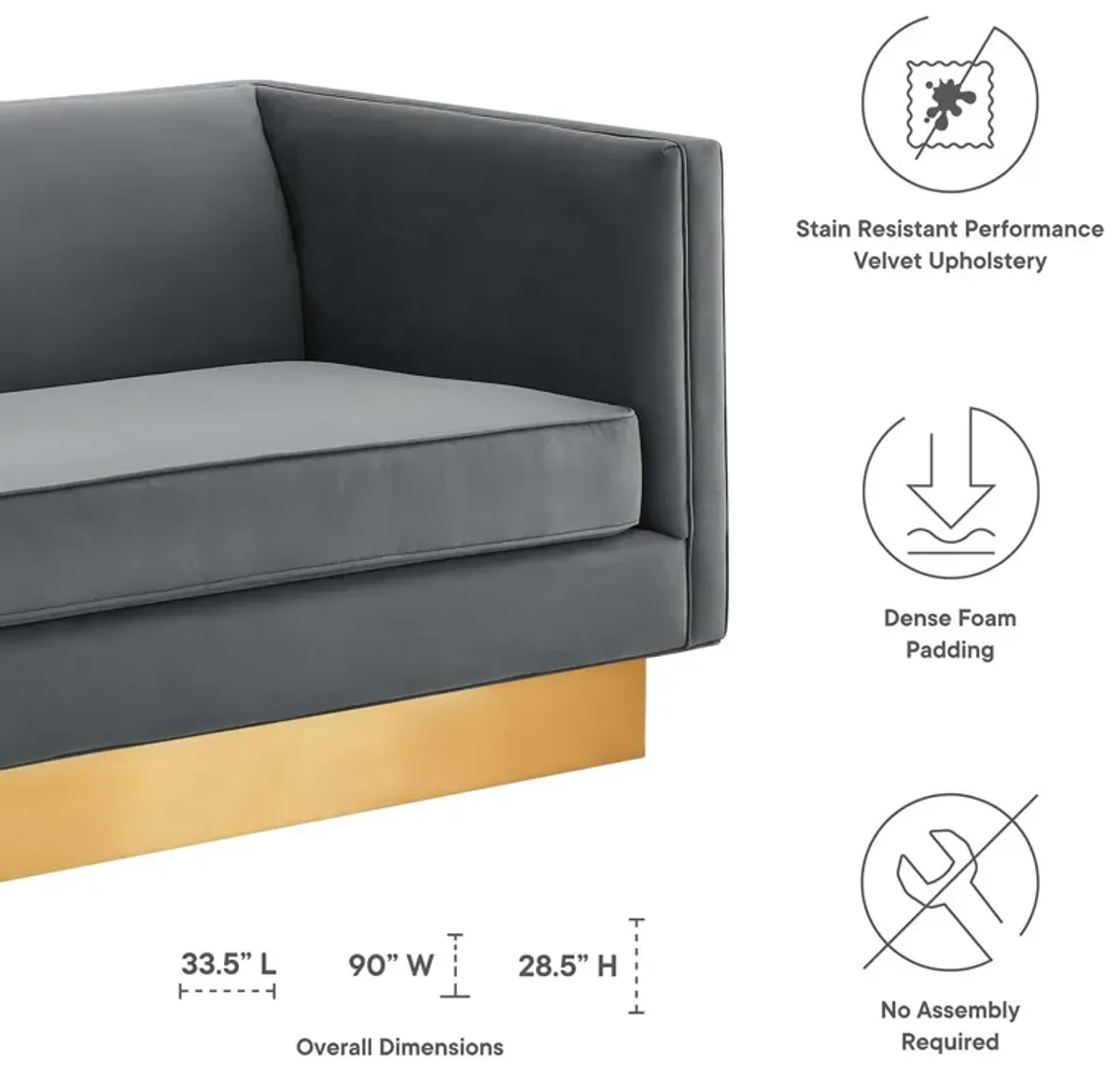 Eminence Upholstered Performance Velvet Sofa