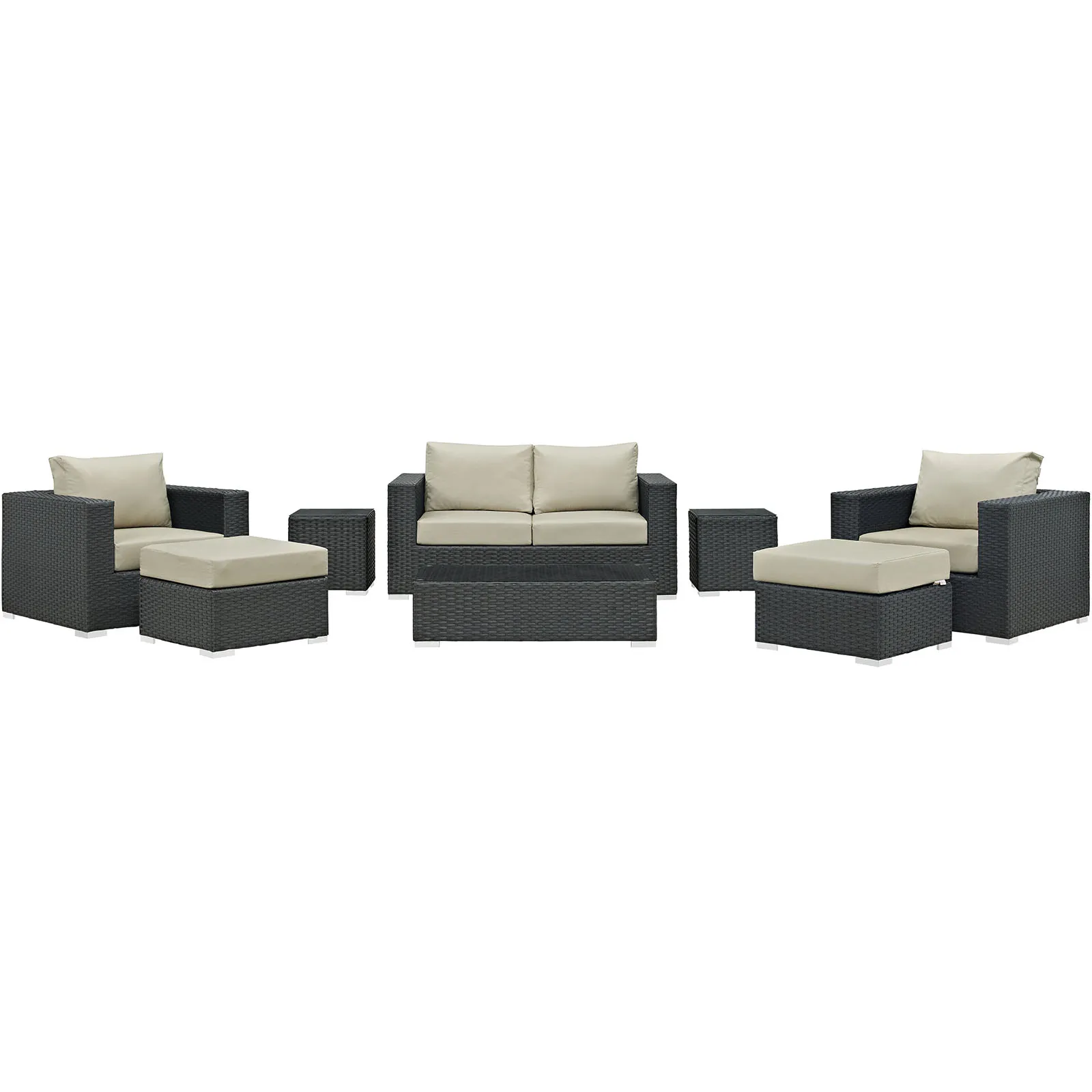 Sojourn 8 Piece Outdoor Patio Sunbrella® Sectional Set