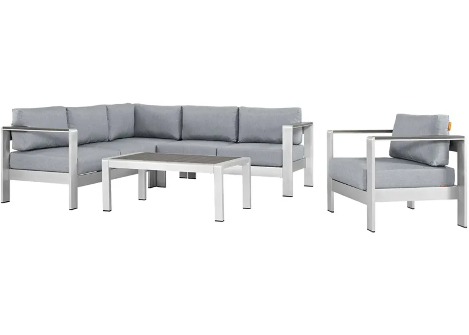 Shore 5 Piece Outdoor Patio Aluminum Sectional Sofa Set