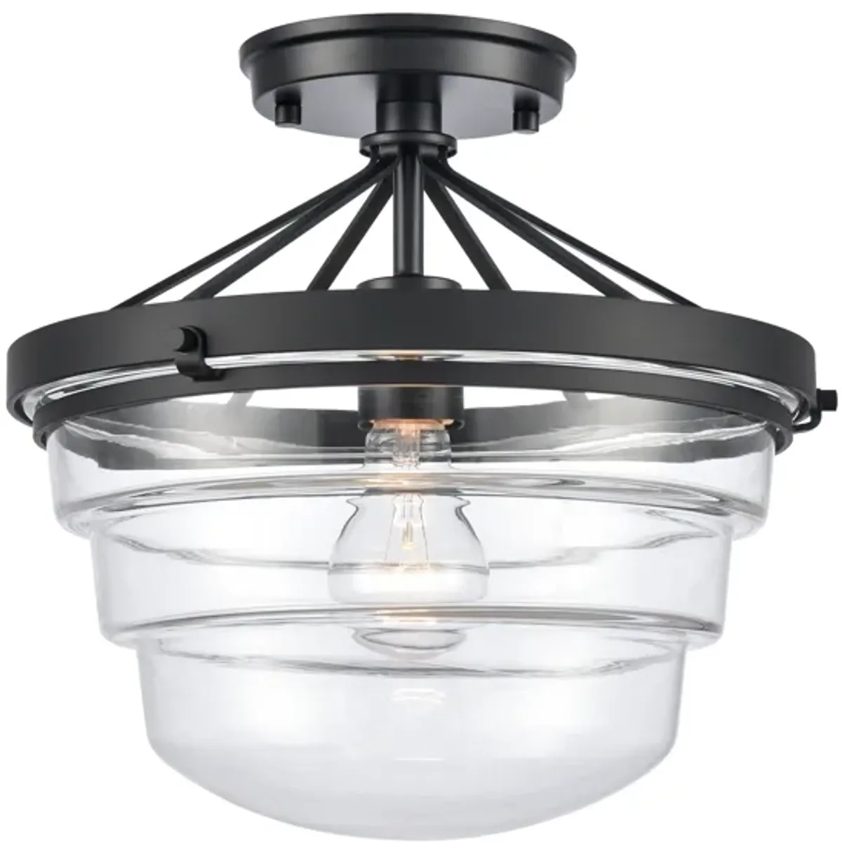 Boyer 12" Wide 1-Light Semi Flush Mount - Matte Black