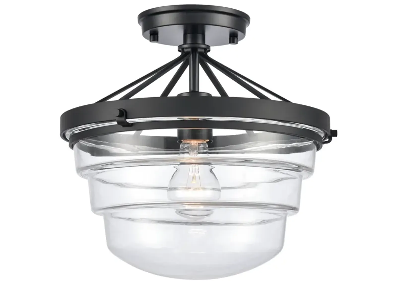 Boyer 12" Wide 1-Light Semi Flush Mount - Matte Black