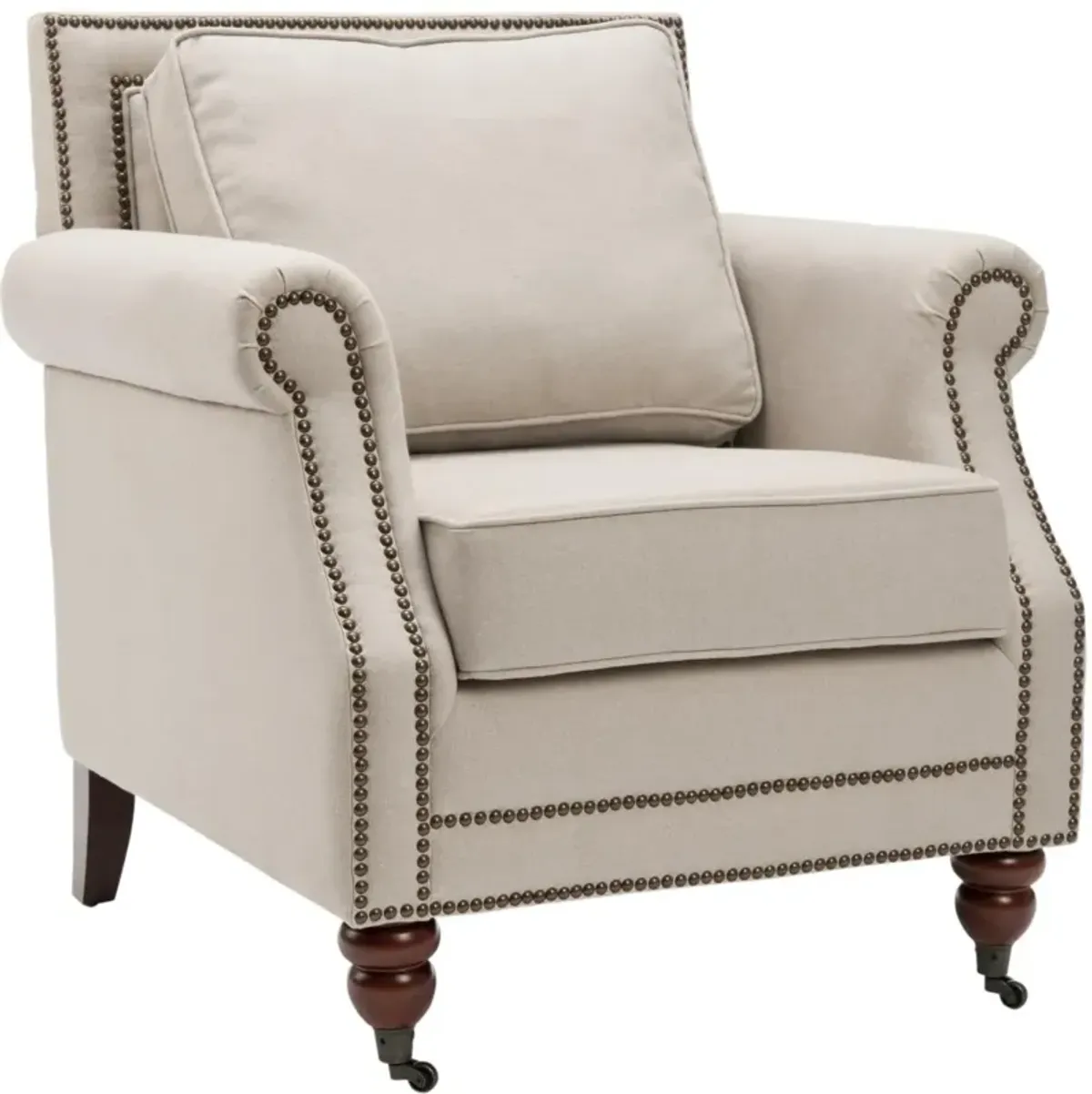 KARSEN CLUB CHAIR W/ BRASS NAIL HEADS