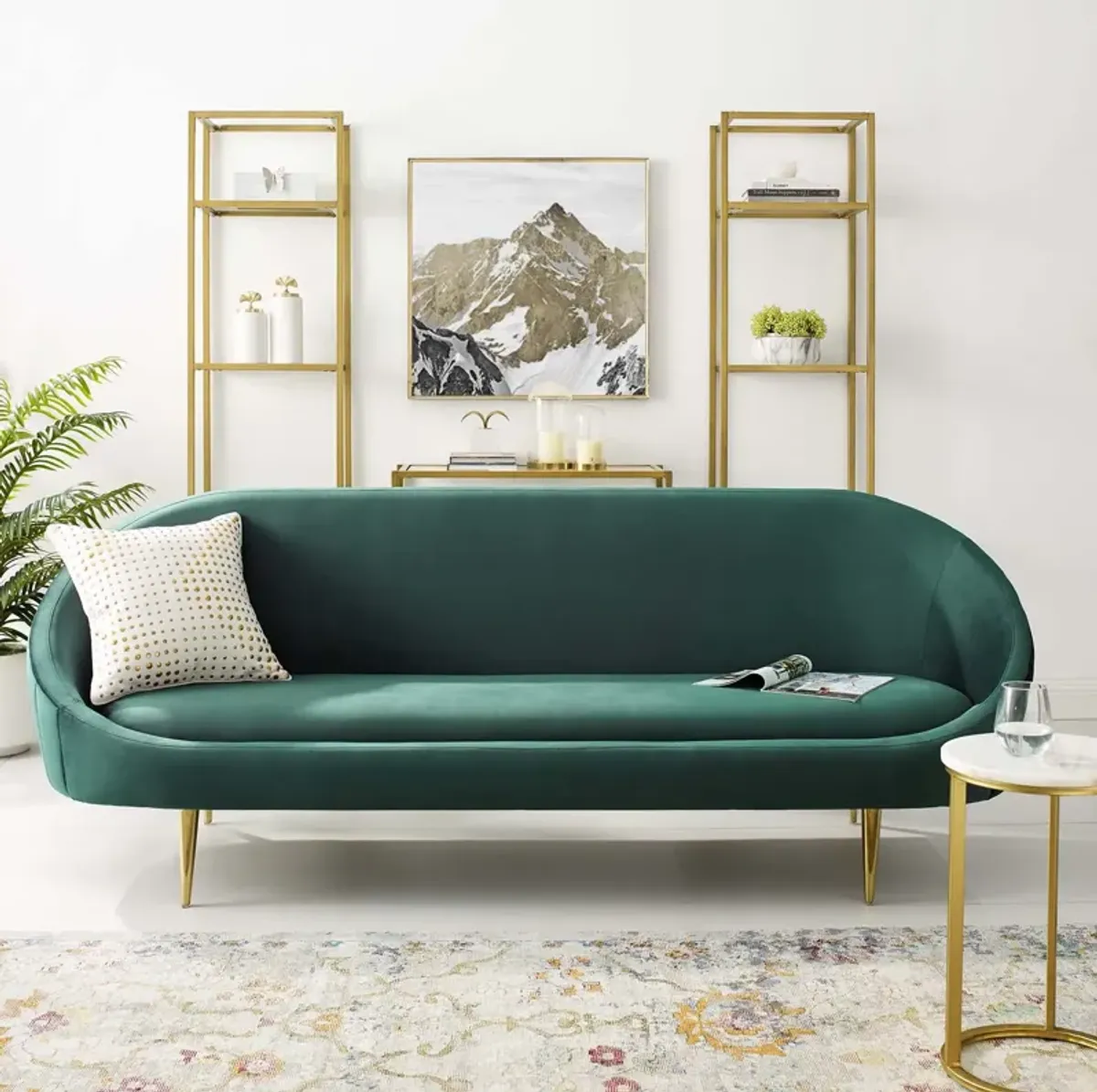 Sublime Vertical Curve Back Performance Velvet Sofa