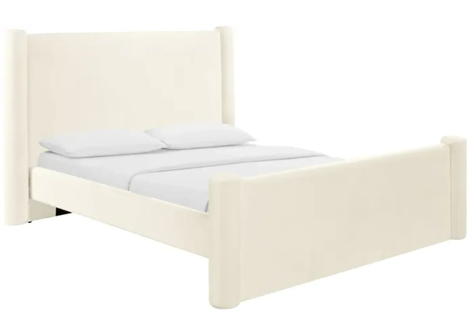 Athara Cream Velvet Queen Bed