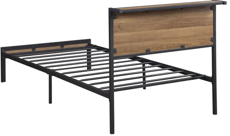 Ricky Twin Platform Bed Light Oak and Black