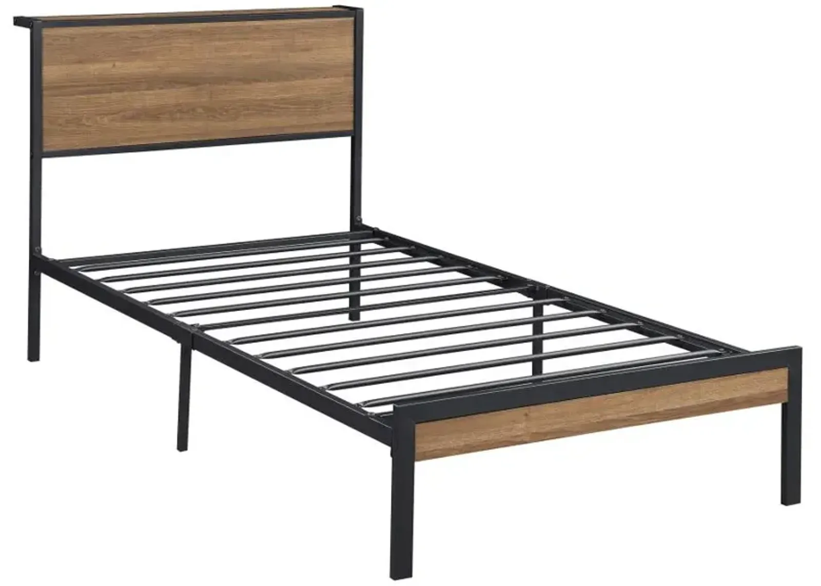 Ricky Twin Platform Bed Light Oak and Black