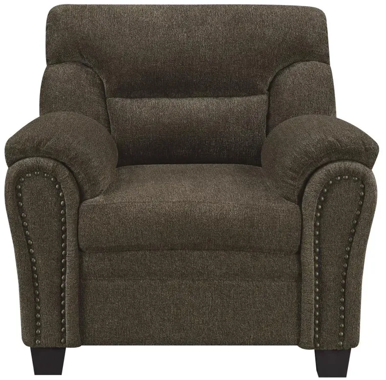 Clementine Upholstered Chair with Nailhead Trim Brown