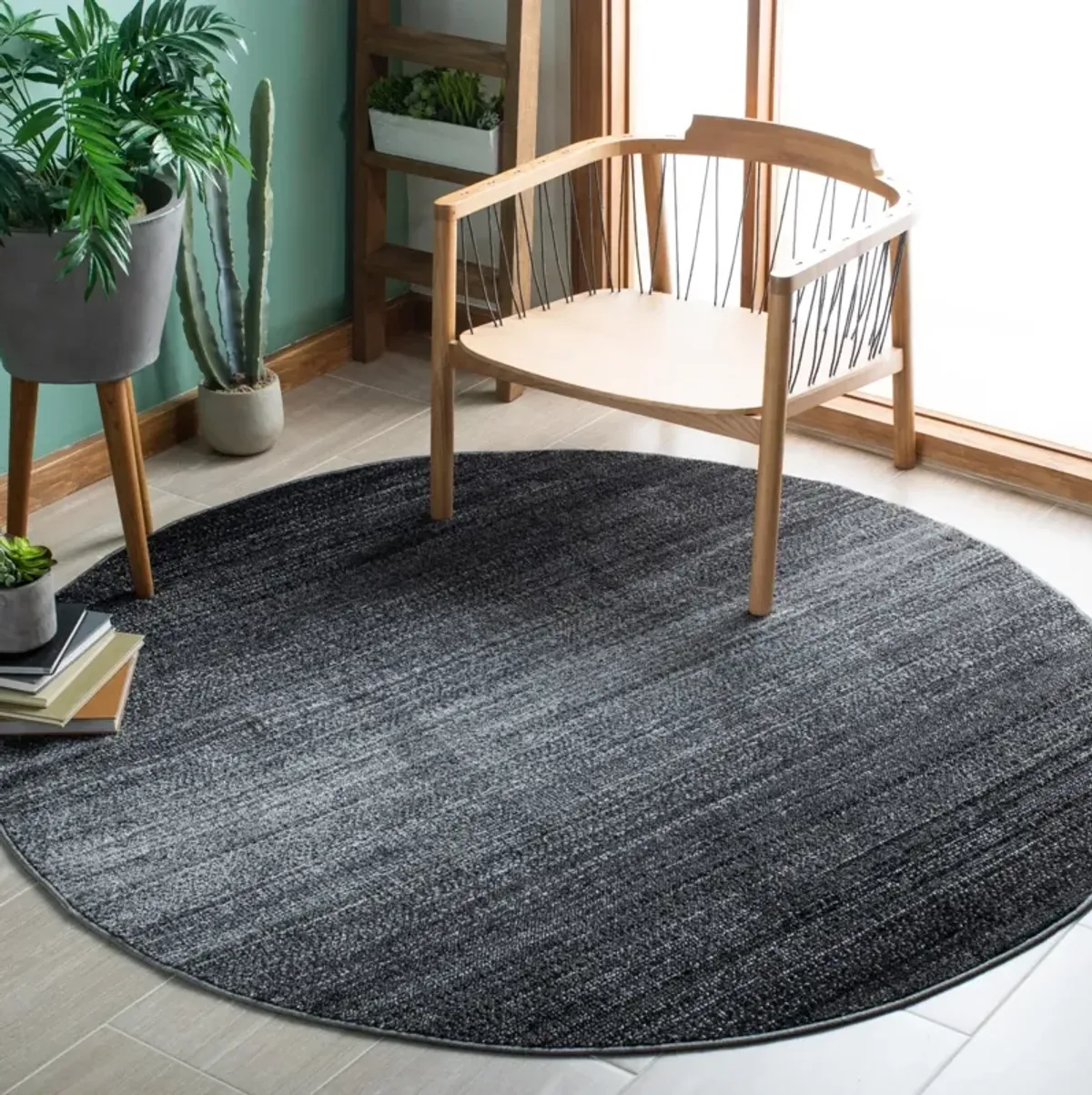 ADIRONDACK 100 DARK GREY  4' x 4' Round Round Rug