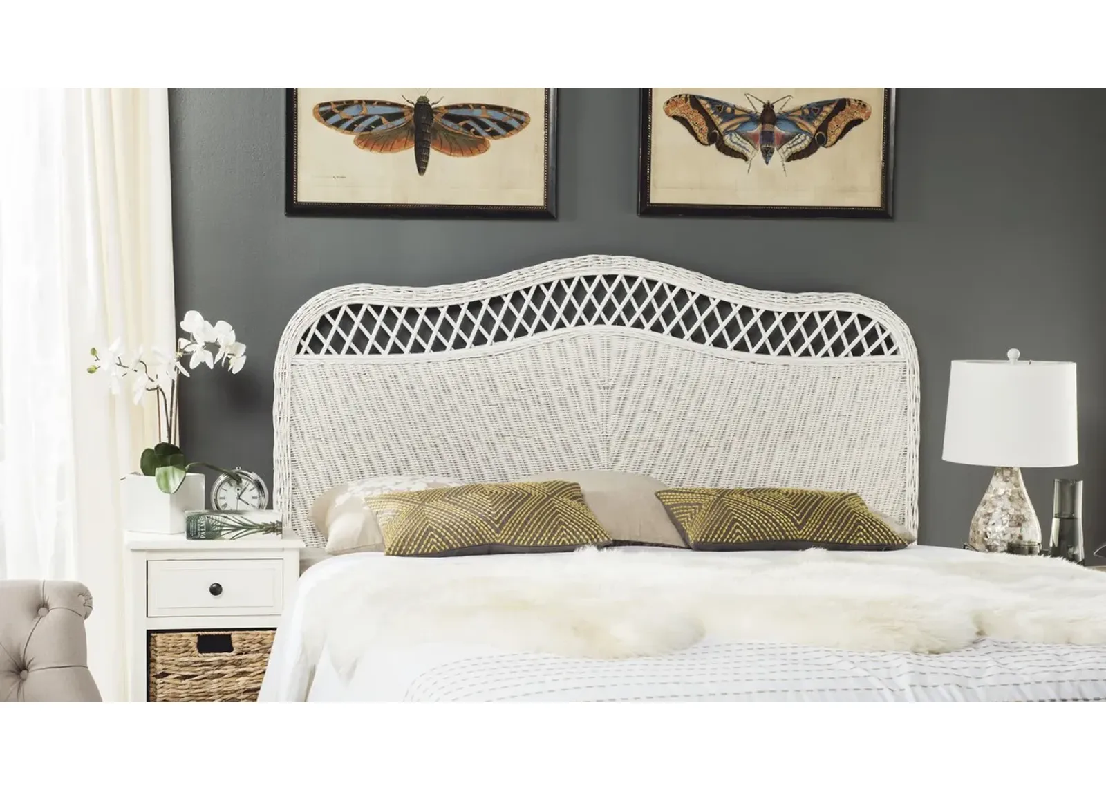 Sephina White Rattan Headboard