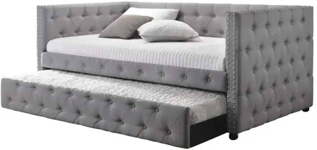 Mockern Tufted Upholstered Daybed with Trundle Grey