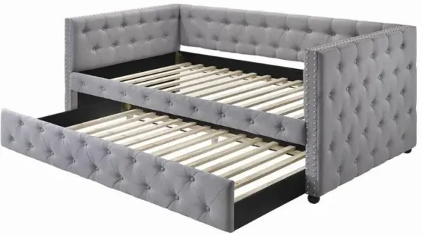 Mockern Tufted Upholstered Daybed with Trundle Grey