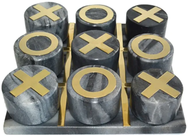 Marble 7x7 Tic-tac-toe, Black/gold