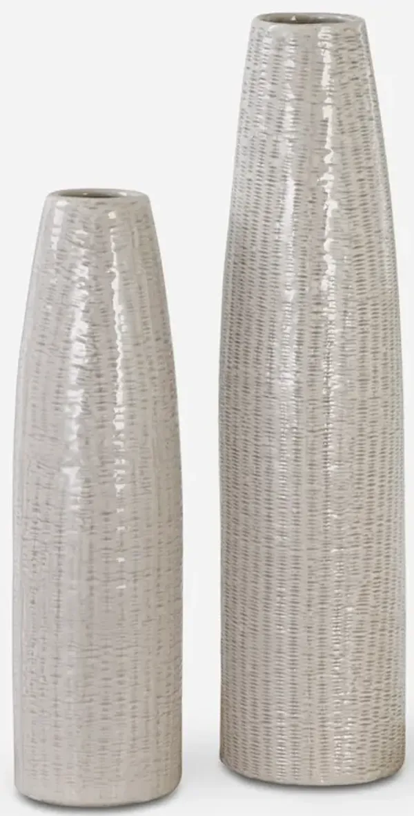 Sara Textured Ceramic Vases S/2