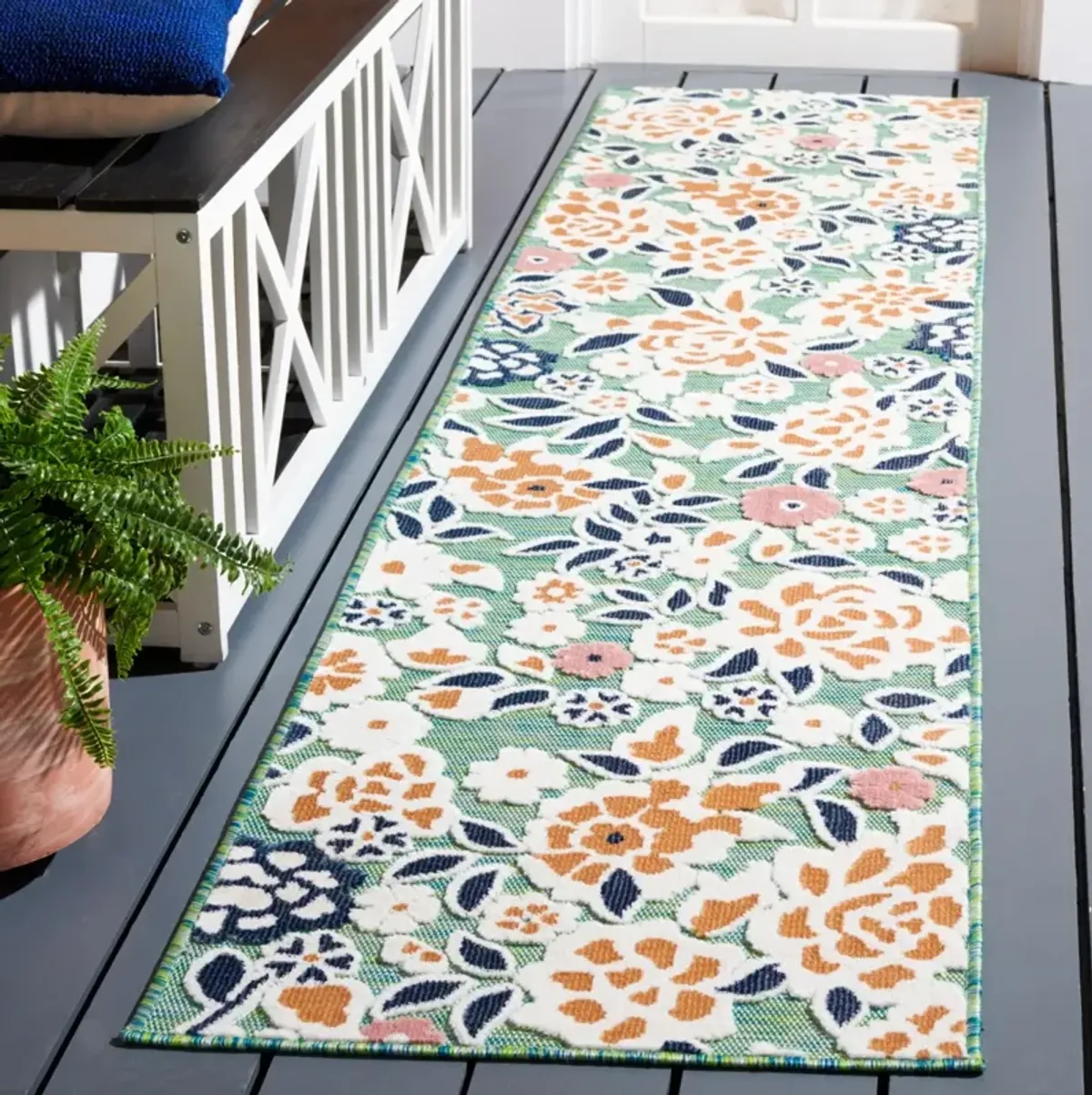 CABANA 485 GREEN  2' x 10' Runner Rug