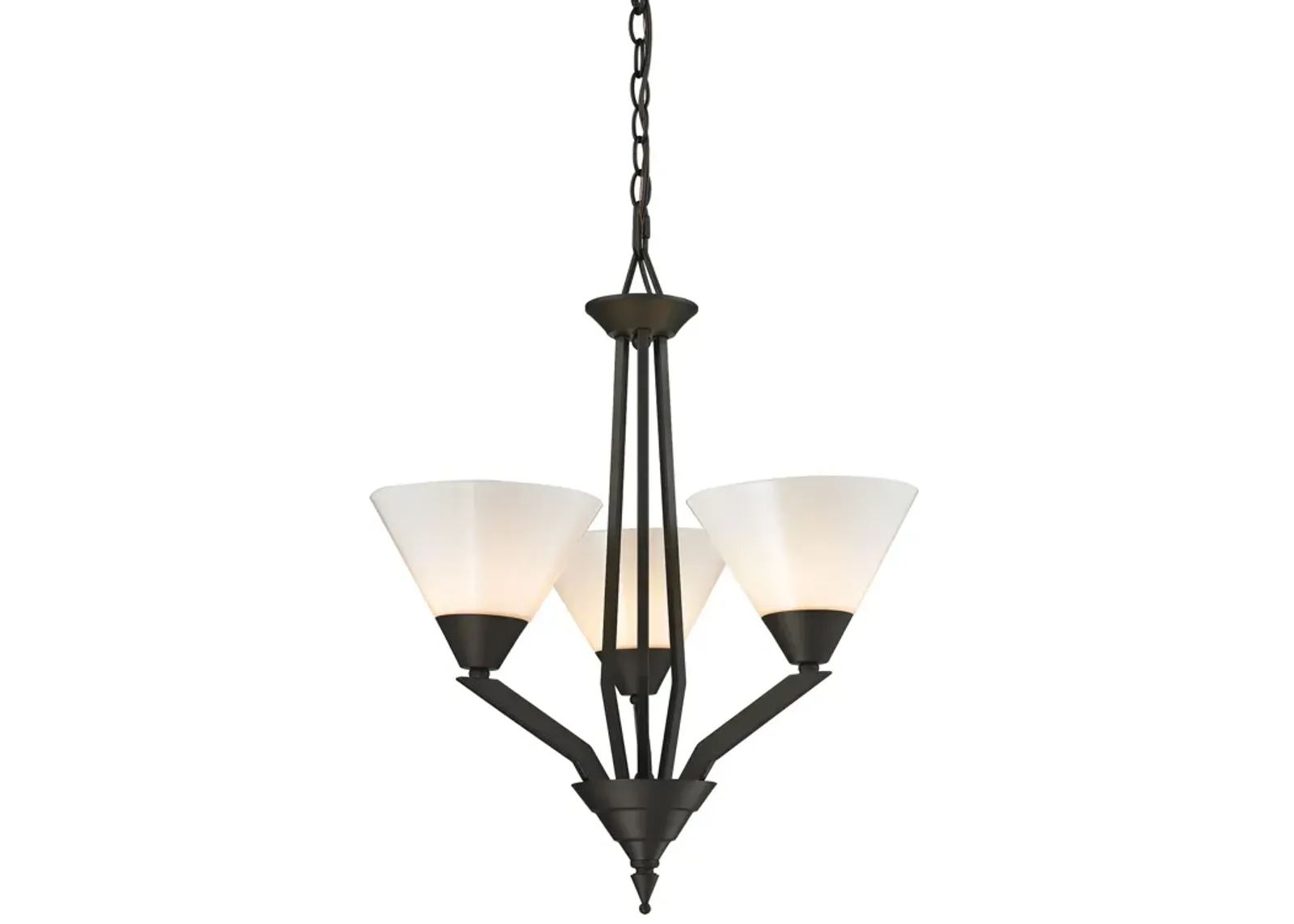 Tribecca 3-Light Chandelier in Oil Rubbed Bronze with White Glass