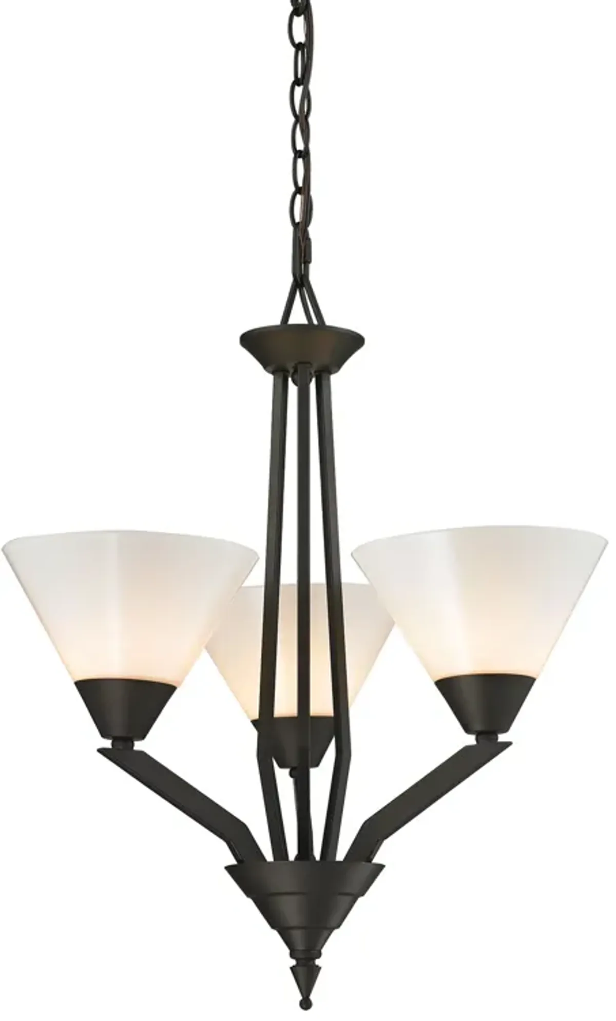 Tribecca 3-Light Chandelier in Oil Rubbed Bronze with White Glass