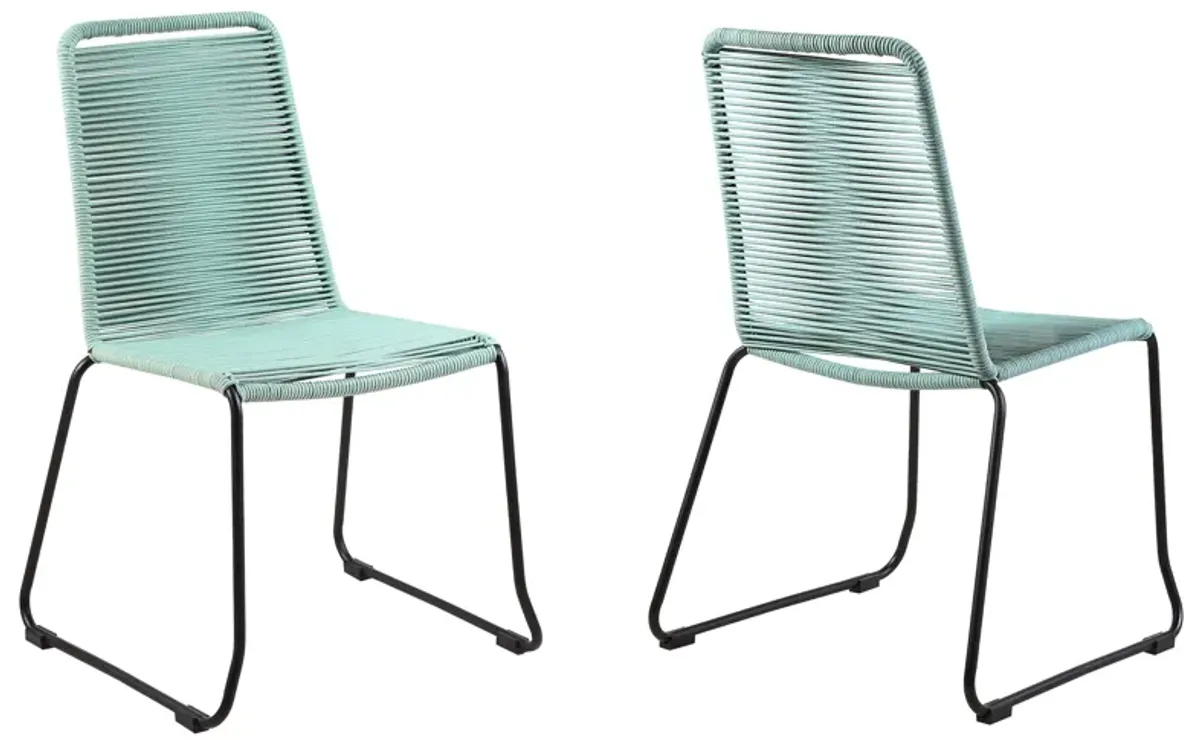 Shasta Metal And Rope Stackable Indoor/Outdoor Dining Chair - Set of 2