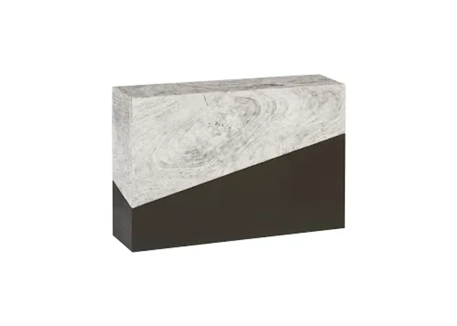 geometry console table, gray stone