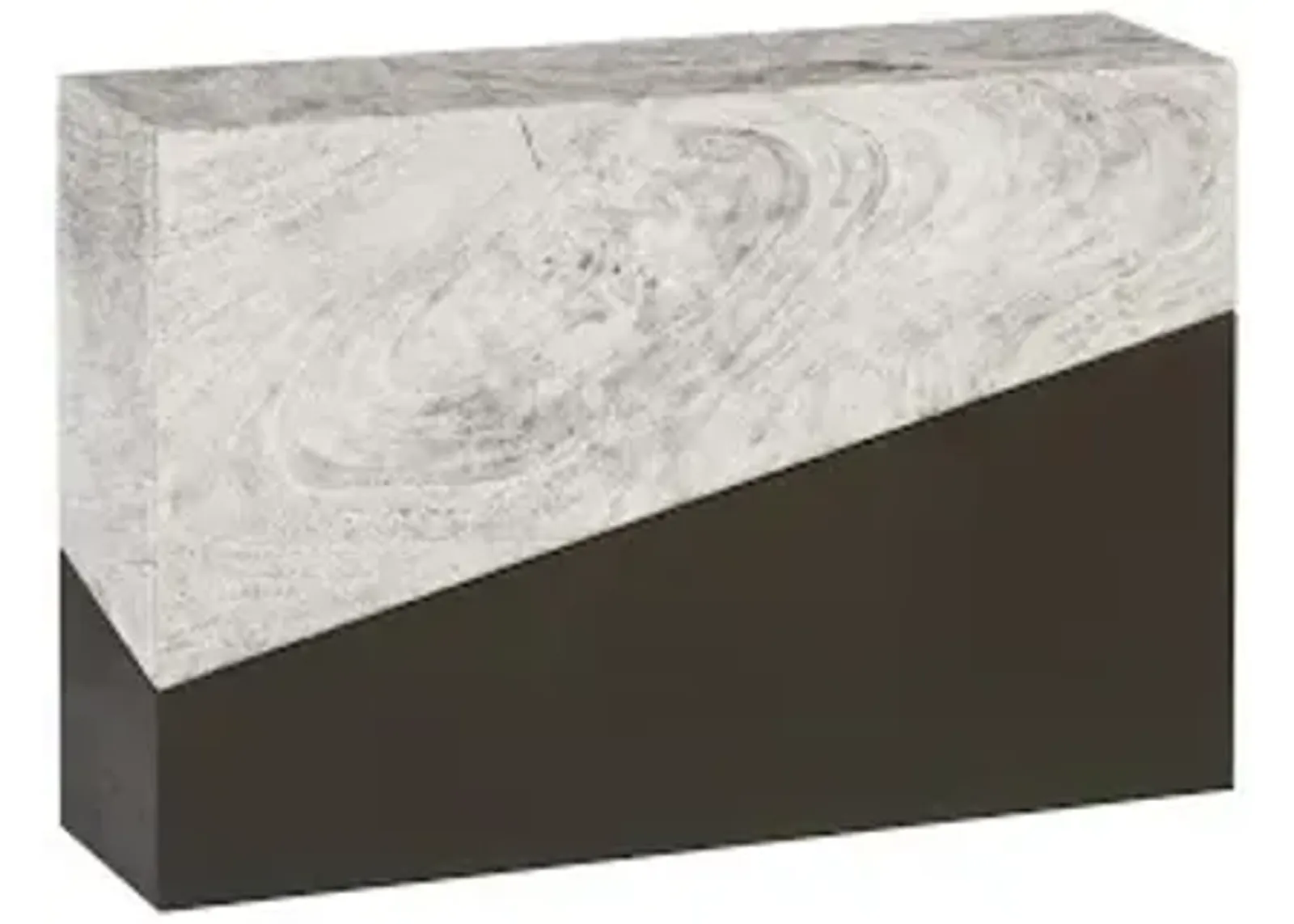 geometry console table, gray stone