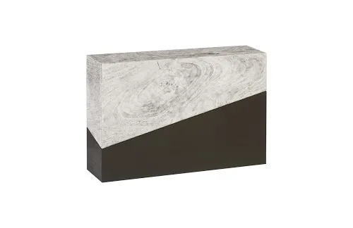 geometry console table, gray stone