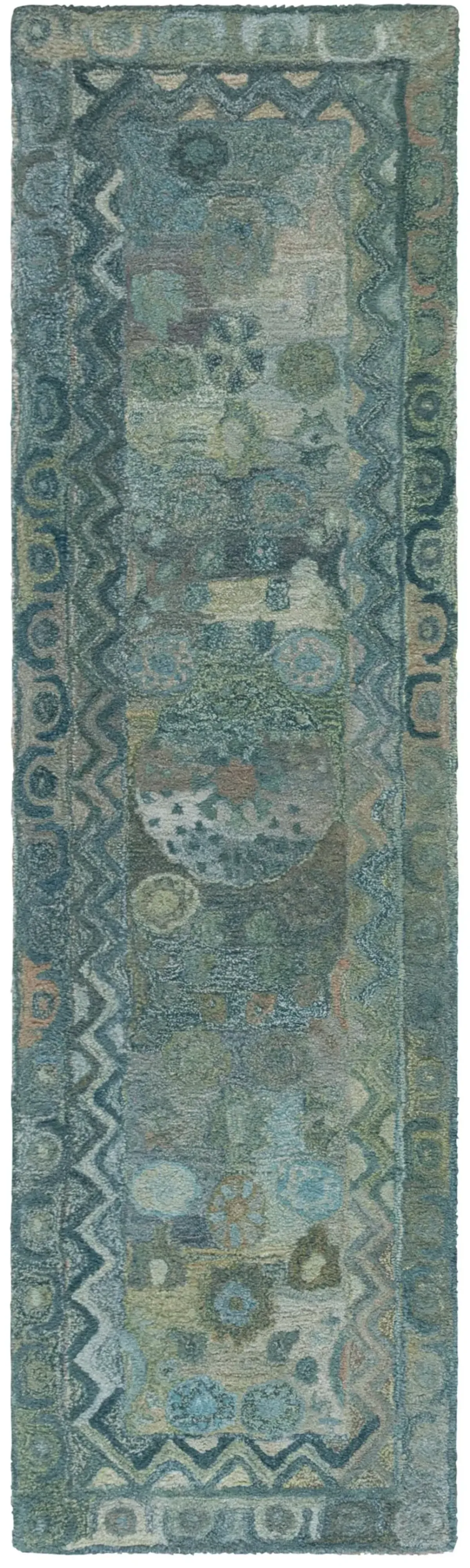 ANATOLIA 411 AQUA  2'-3' x 8' Runner Rug