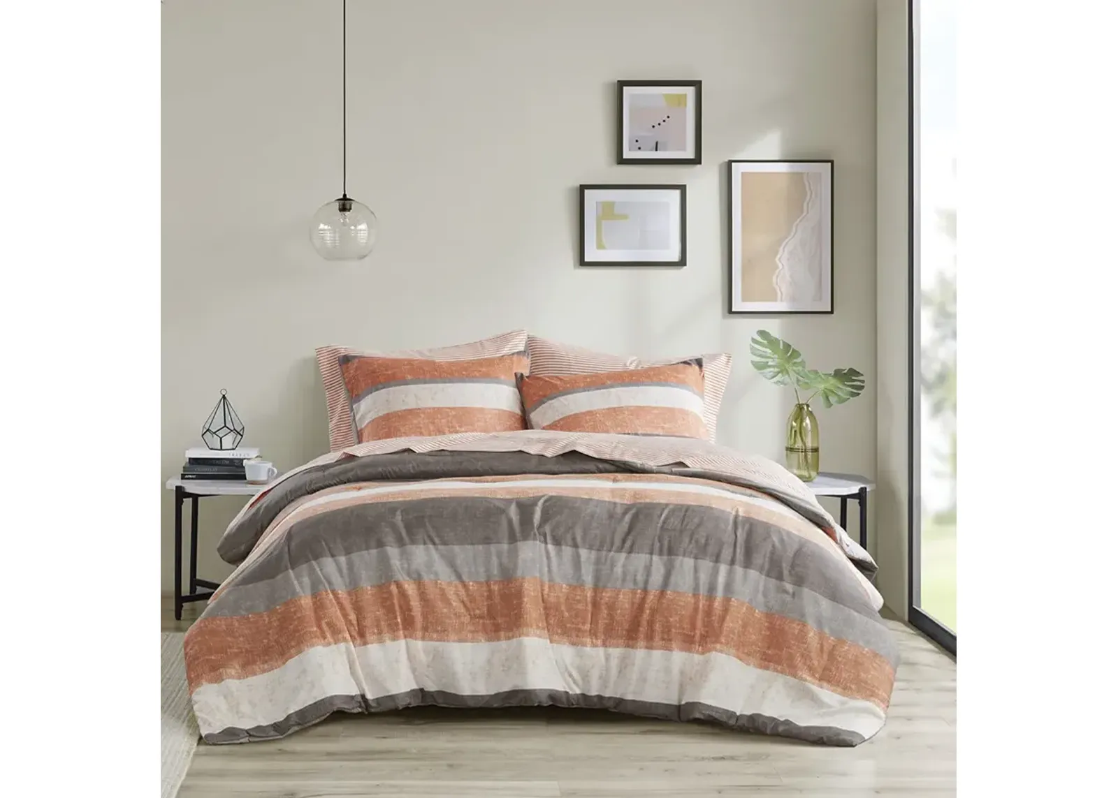 Stripe Comforter Set with Bed Sheets