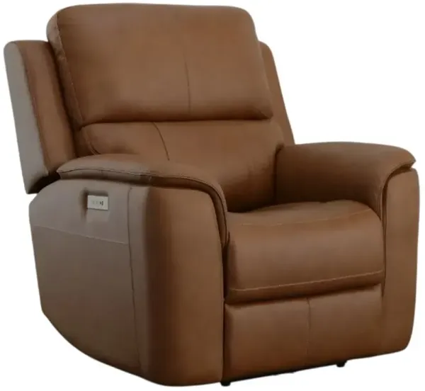 FlexsteelÂ® Henry Caramel Power Recliner with Power Headrest and Lumbar