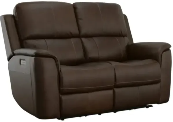 FlexsteelÂ® Henry Dark Brown Power Reclining Loveseat with Power Headrests and Lumbar