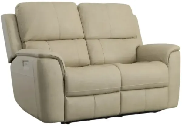 FlexsteelÂ® Henry Beige Power Reclining Loveseat with Power Headrests and Lumbar