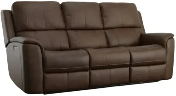 FlexsteelÂ® Henry Dark Brown Power Reclining Sofa with Power Headrests and Lumbar