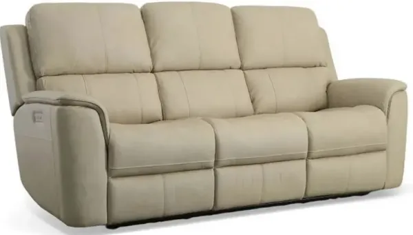 FlexsteelÂ® Henry Beige Power Reclining Sofa with Power Headrests and Lumbar