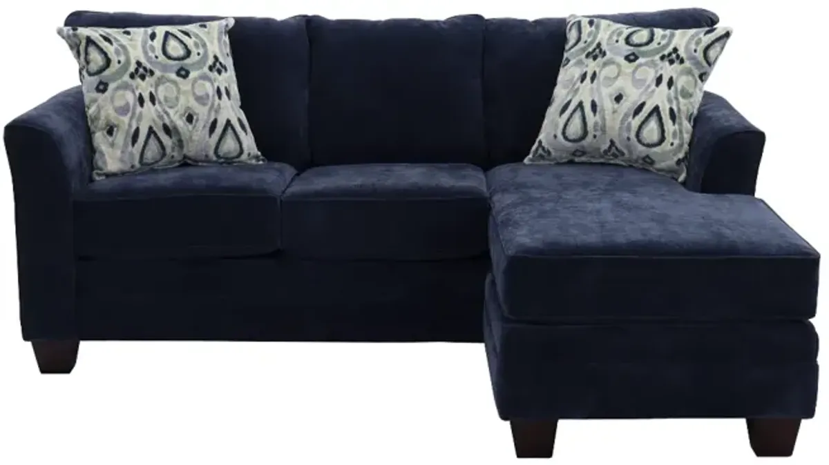J Furniture Sophia Navy Queen Sleeper Sofa Chaise