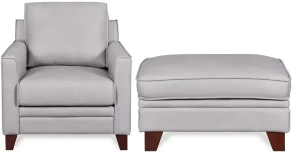 Leather Italia Cambria Santon Grey Chair and Ottoman
