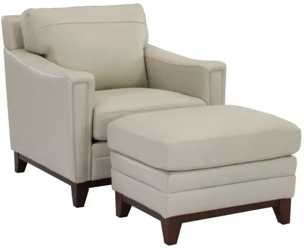 Leather Italia Linn Granite All Leather Ottoman