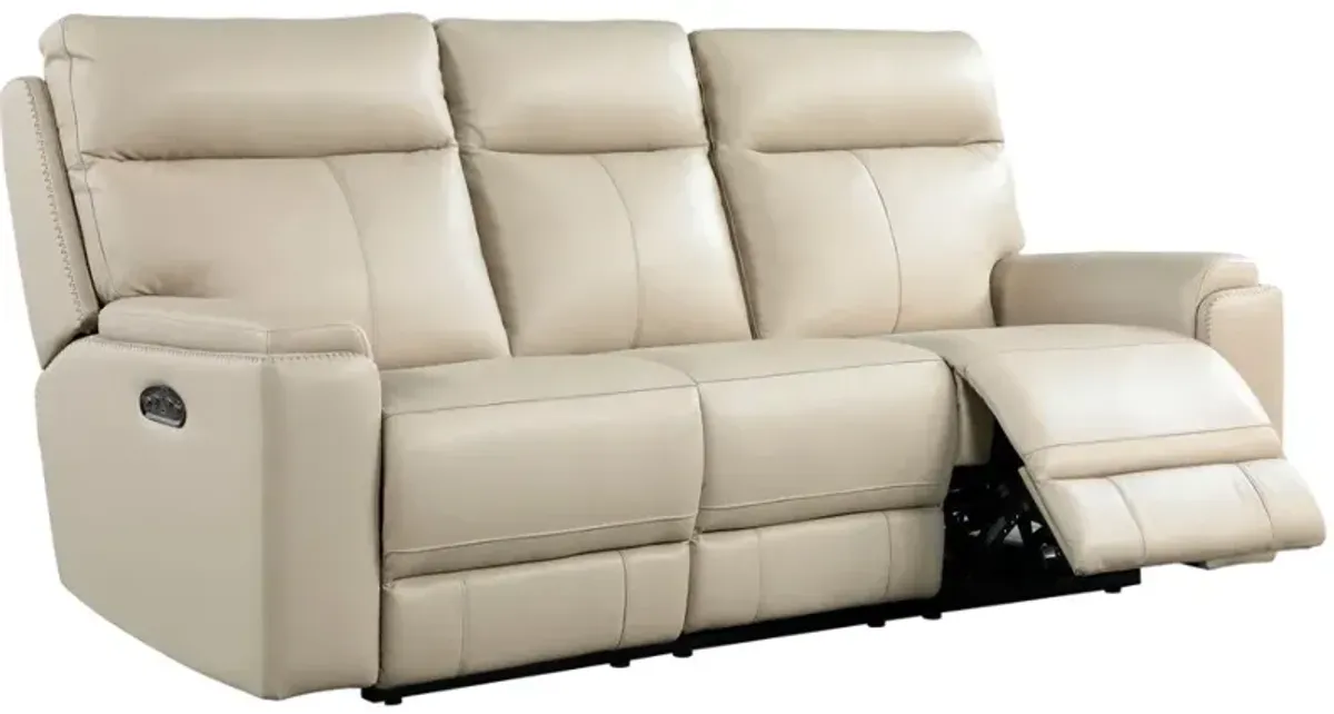 Leather Italia Cambria Bryant Taupe Power Reclining Sofa