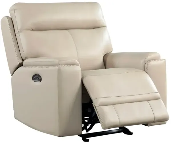 Leather Italia Cambria Bryant Taupe Power Glider Recliner
