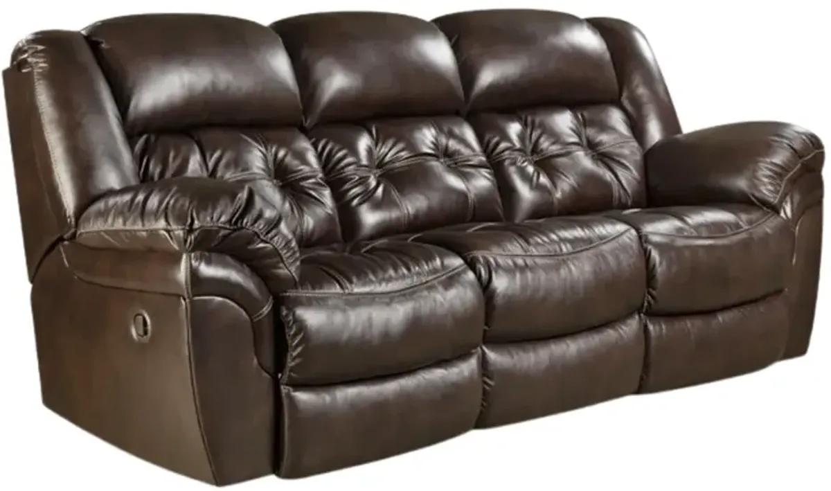 HomeStretch Brown Leather Double Reclining Console Sofa