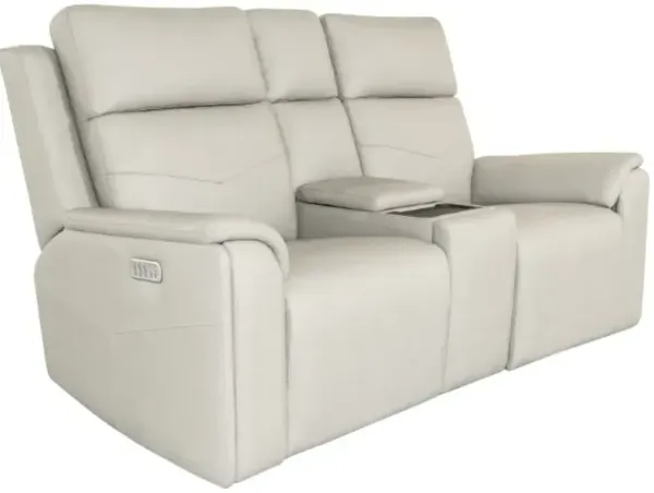 FlexsteelÂ® Vernon Dove Grey Power Reclining Loveseat with Power Headrest and Lumbar