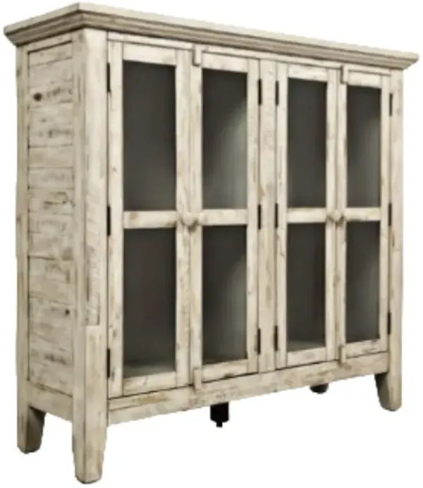 Jofran Inc. Rustic Shores Scrimshaw Cream 4-Door Accent Cabinet