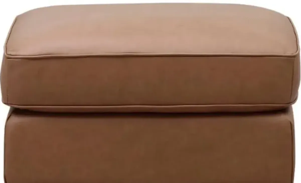 Leather Italia Georgetowne Mason Brown Ottoman