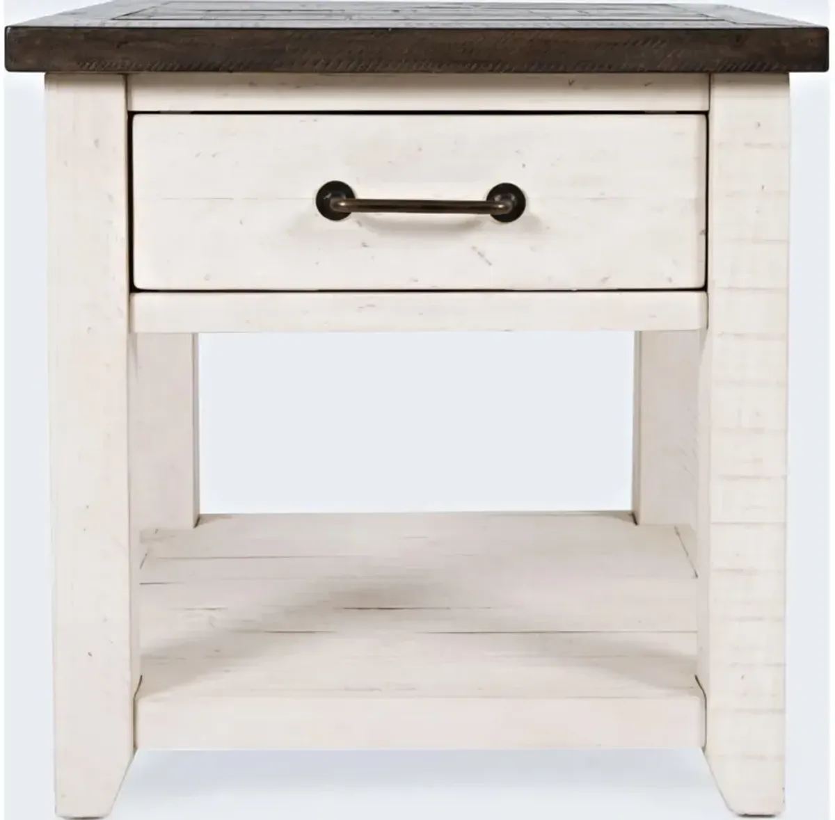 Jofran Inc. Madison County Vintage White End Table