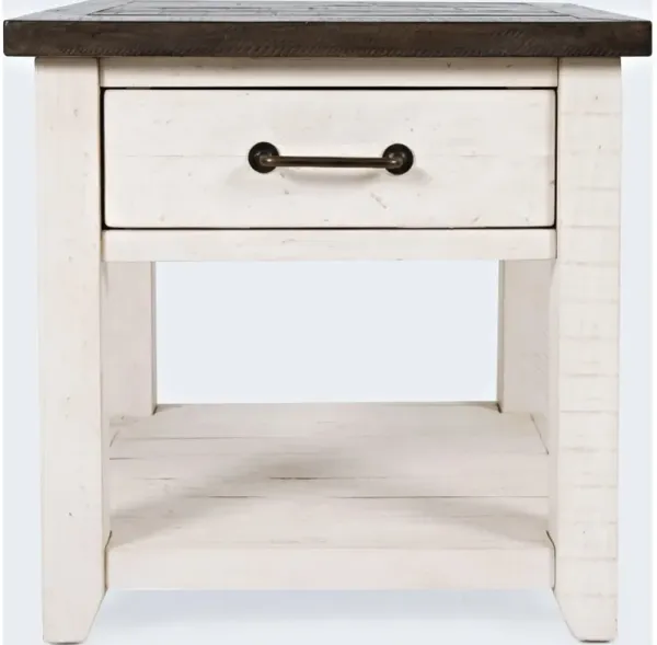 Jofran Inc. Madison County Vintage White End Table