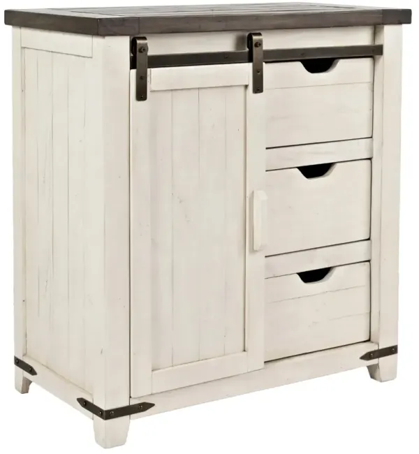 Jofran Inc. Madison County Vintage White and Barnwood Finish 32" Barn Door Accent Cabinet