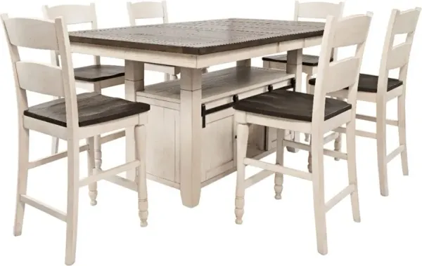 Jofran Inc. Madison County 7-Piece White High/Low Dining Table Set
