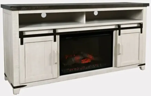 Jofran Inc. Madison County Vintage White Electric Fireplace Media Console